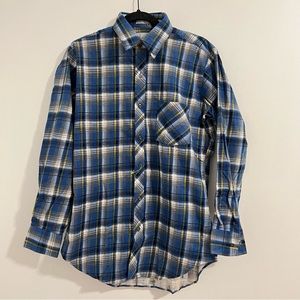 Michael Richards Blue Plaid Flannel Shirt Size M Long Sleeve Casual Button up